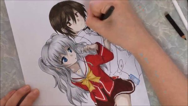 Аниме Шарлотта карандашом