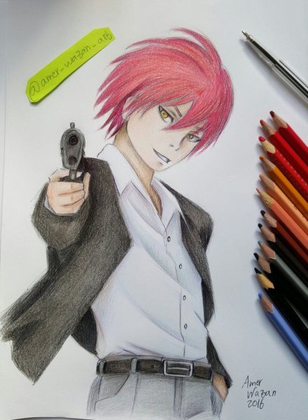 Карма Акабане арт карандашом