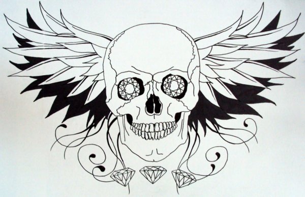 Грустный череп рисунок