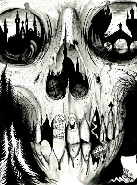 Череп гелевой ручкой