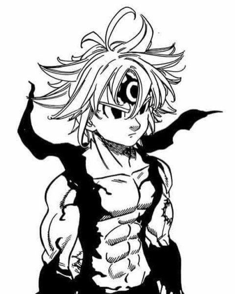 Семь смертных грехов Мелиодас черно белый