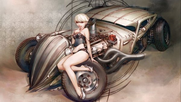 Девушка в машине арт