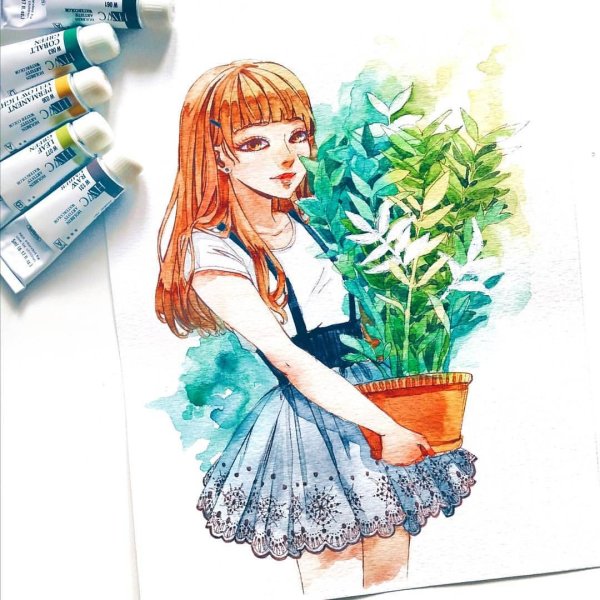 Девушка Вдохновение рисунок