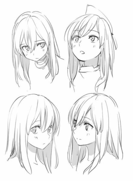 Скетчи аниме лица