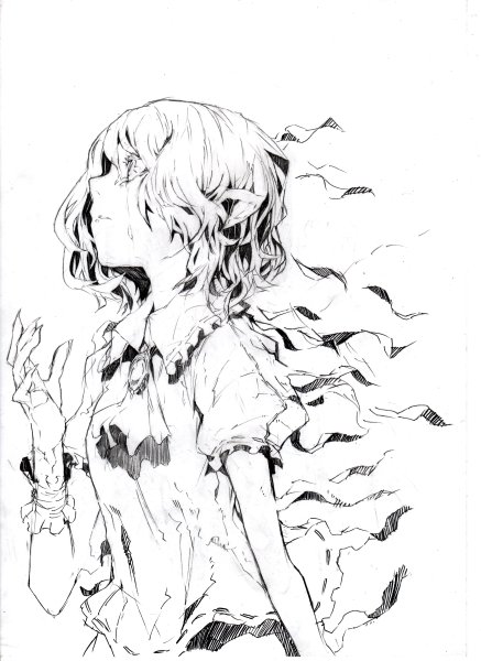 Аниме арт черно белый