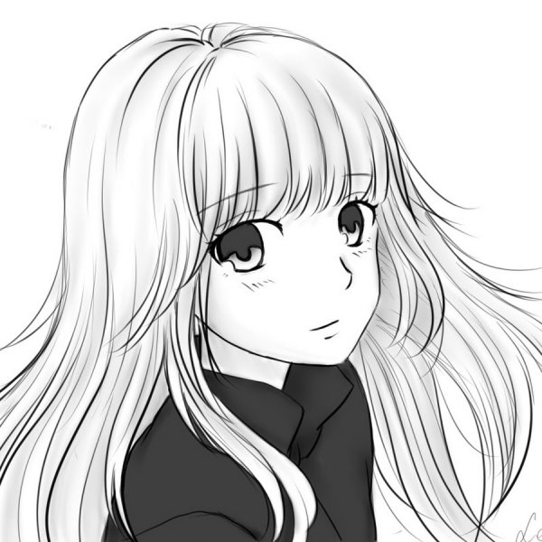 Аниме девочки чб