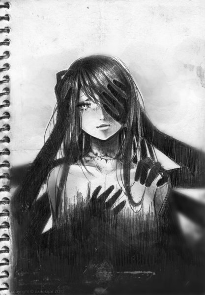 Брюнетка с красными глазами арт