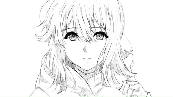 Вайолет Эвергарден чёрно белый