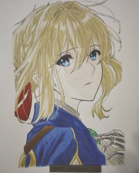 Вайолет Эвергарден карандашом