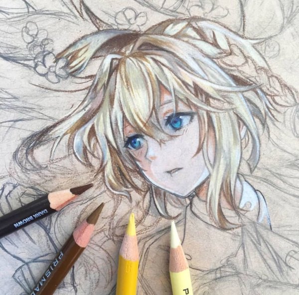 Вайолет Эвергарден карандашом