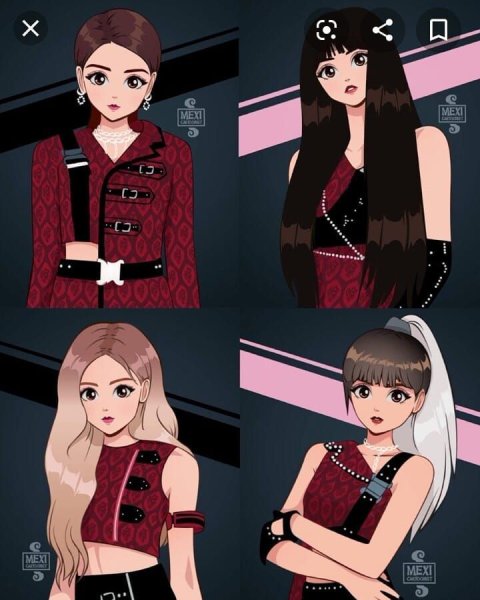 Блэк Пинк рисунки аниме