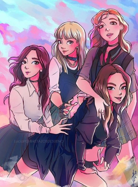 Блэк Пинк аниме арт