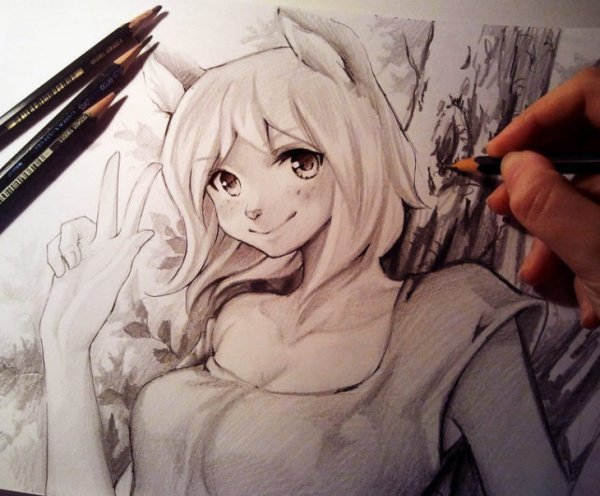 Аниме арт карандашом