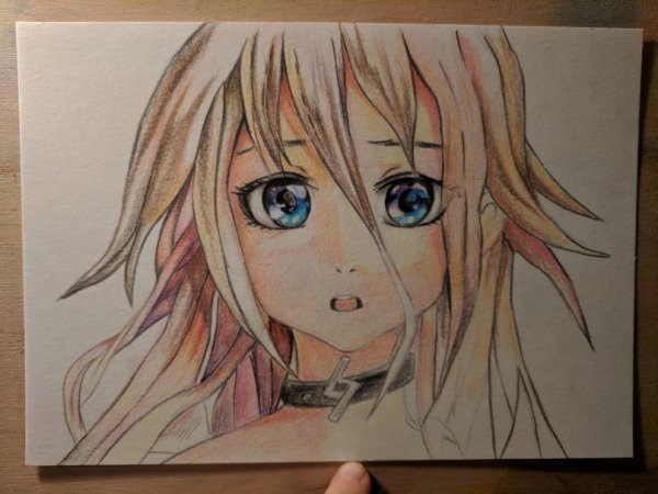 Рисование цветными карандашами аниме