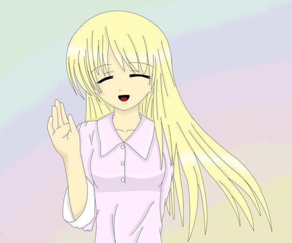 Аниме девушка машет