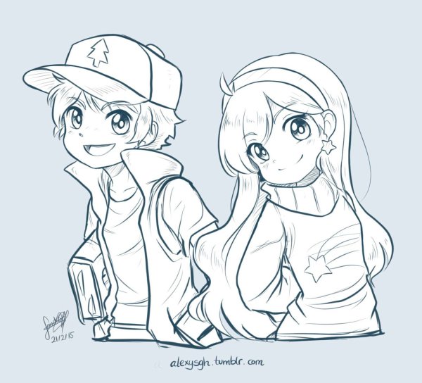 Раскраски для девочек Гравити Фолз аниме