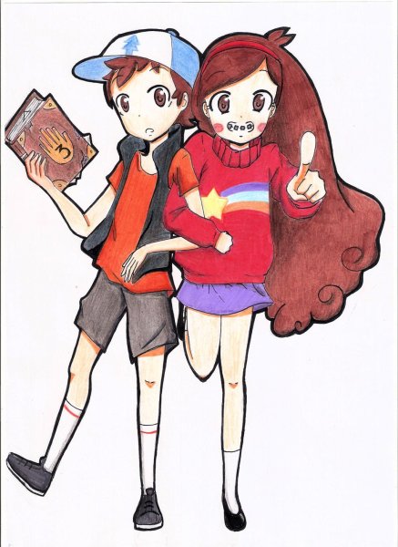 Гравити Фолз аниме Диппер и Мейбл