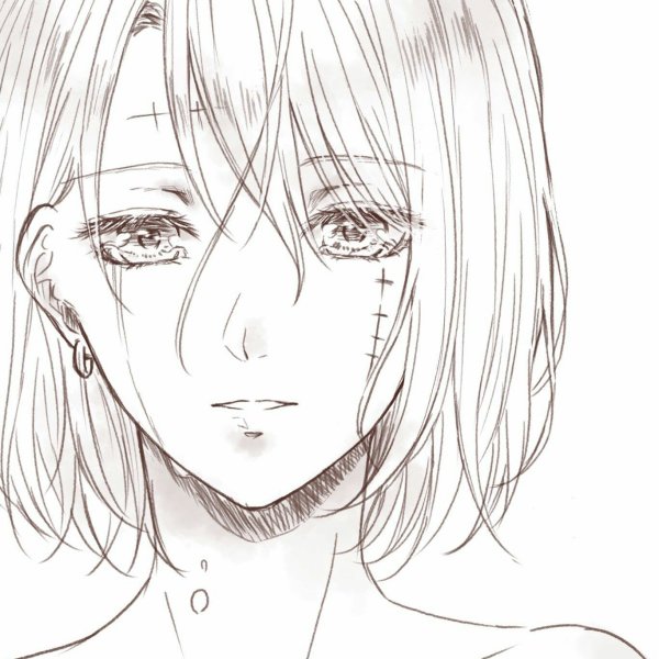 Набросок лица аниме