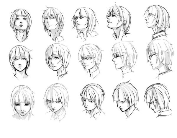 Аниме лицо в разных ракурсах