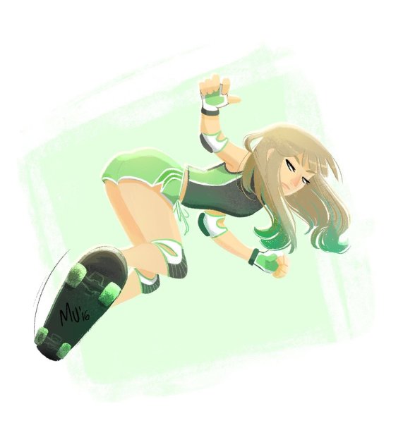 Аниме девушка на скейте