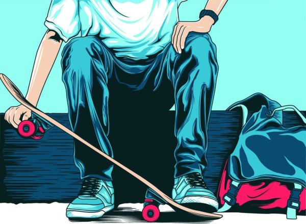 Скейтбордист арт