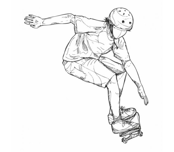 Позы со скейтом для рисования