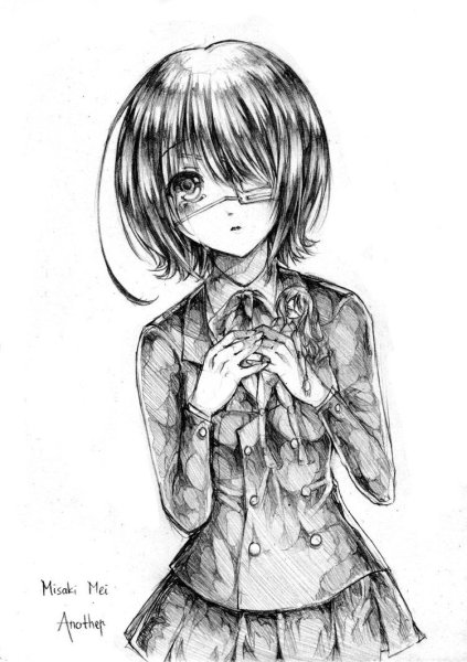 Мэй Мисаки черно белая