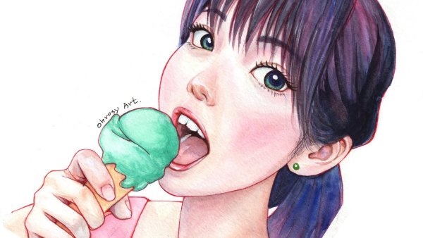 Аниме мороженое во рту