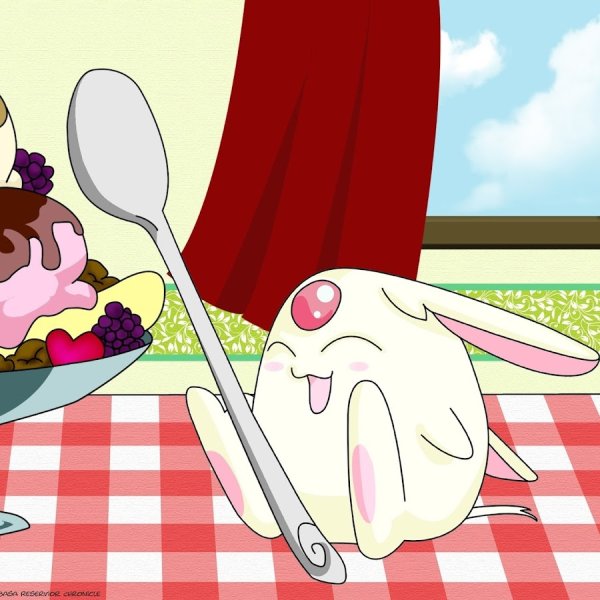 Мультяшная герой с едой