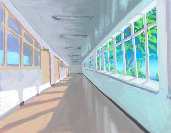 Коридор школы арт