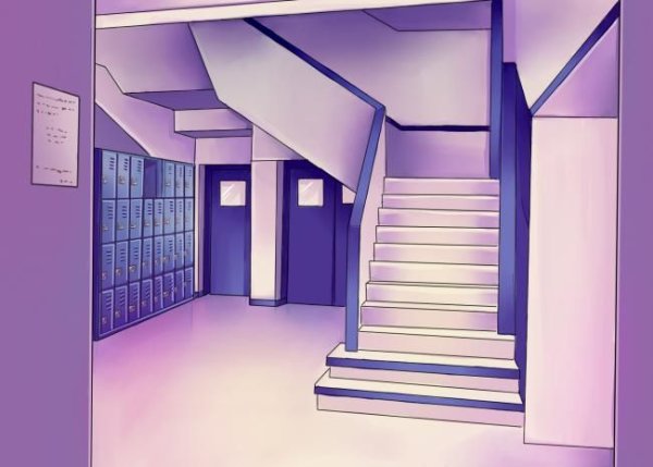 Школьный коридор аниме без людей