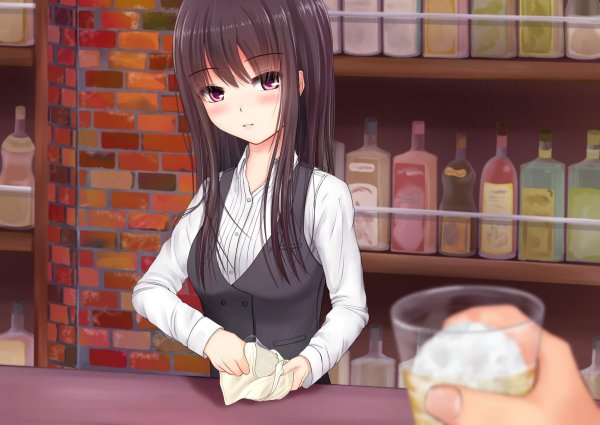 Аниме девушка бармен