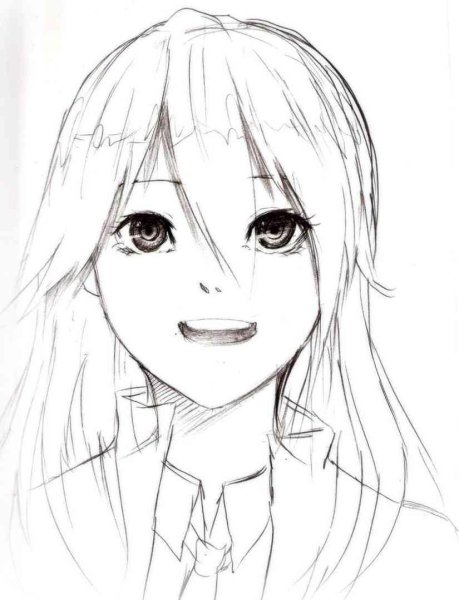 Аниме лицо девушки карандашом