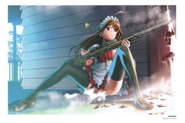 Девушка с дробовиком арт