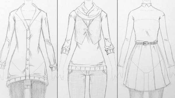 Аниме одежда карандашом для начинающих