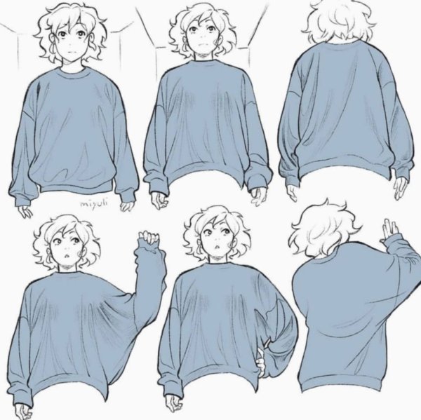 Складки на толстовке референс