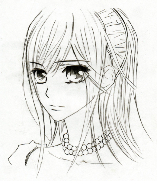 Аниме девочка карандашом