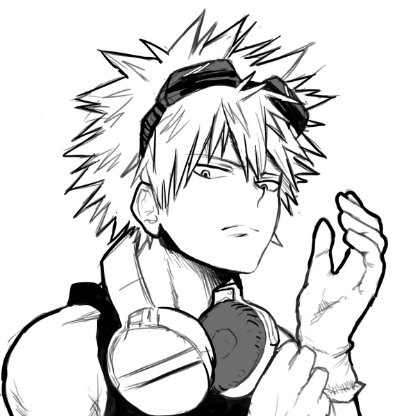 Чёрно белый Бакуго Кацуки