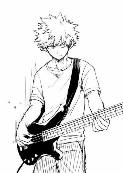 Бакугоу Катсуки черно белый