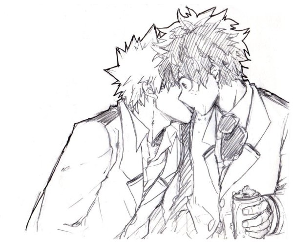 Бакуго Кацуки и Мидория черно белый