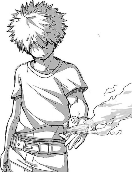 Кацуки Бакугоу чёрно белое