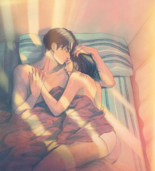 Аниме парочки в кровати