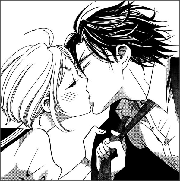 Аниме поцелуй черно белое