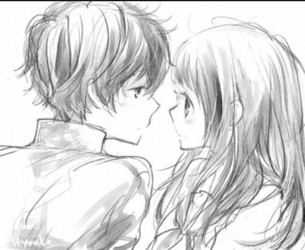 Аниме парень и девушка карандашом