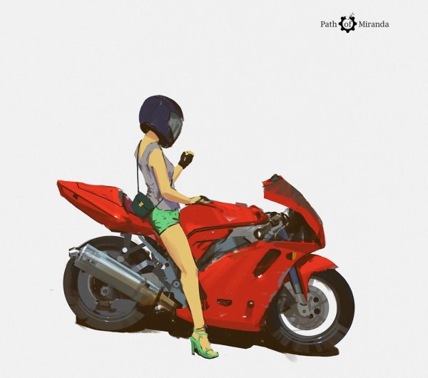 Девочка на мотоцикле мультяшная