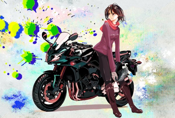 Аниме парень на байке