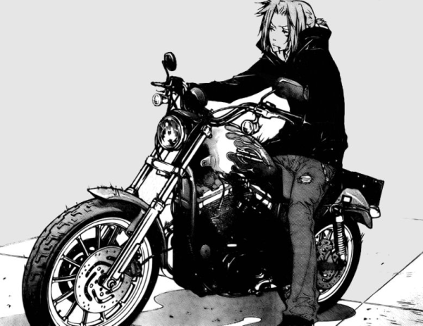 Парень на мотоцикле арт