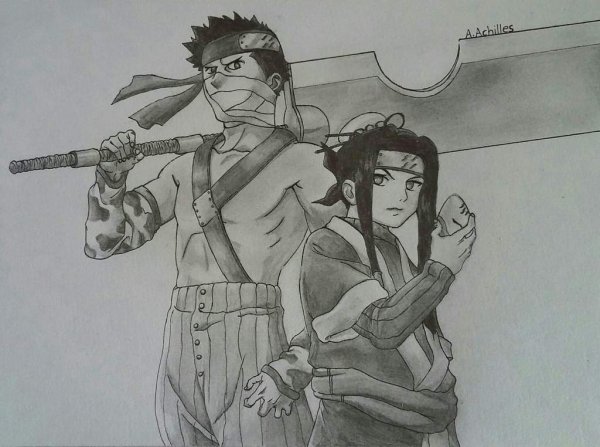 Дзабудза и Хаку карандашом