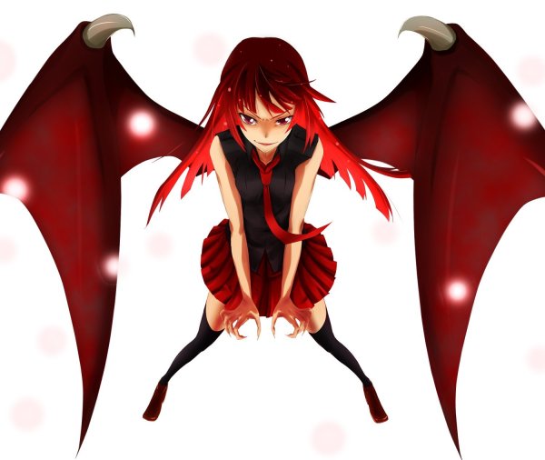 Аниме девушка с красными крыльями