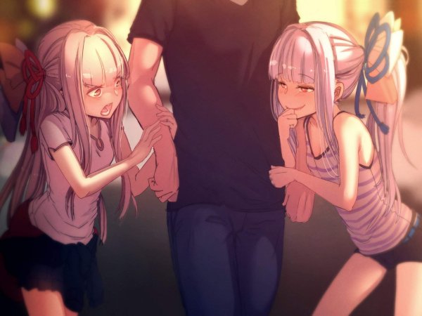 Две девочки и один мальчик аниме